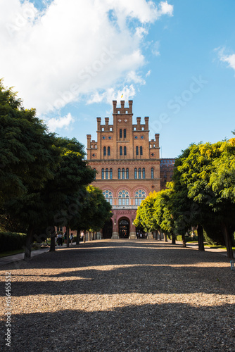 Chernivtsi University with green trees