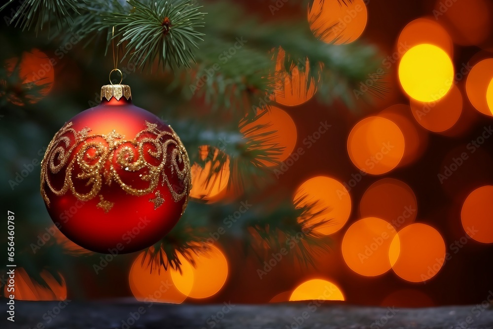 Christmas Tree Decoration Christmas tree lit background. generative ai. Christmas Tree Decoration Christmas tree lit background. generative ai.