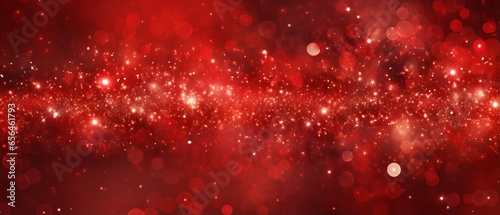 Red Christmas glitter background with stars - festive glowing blurred texture for holiday season
