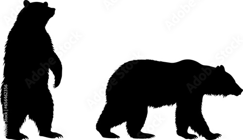 bear black silhouette vector set