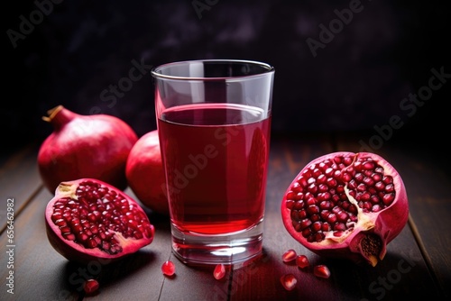 a glass filled with fresh pomegranate juice