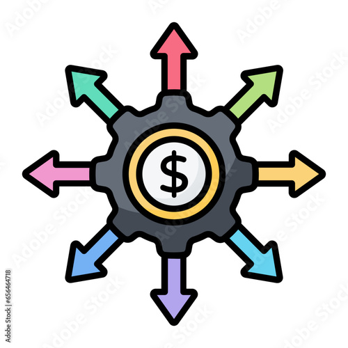 Crowd Funding Portal Colored Line Icon
