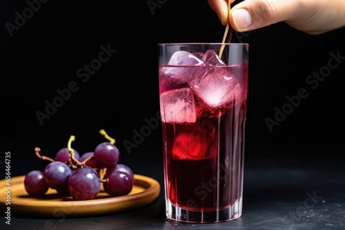 Wallpaper Mural hand dipping a straw into a glass of grape soda Torontodigital.ca