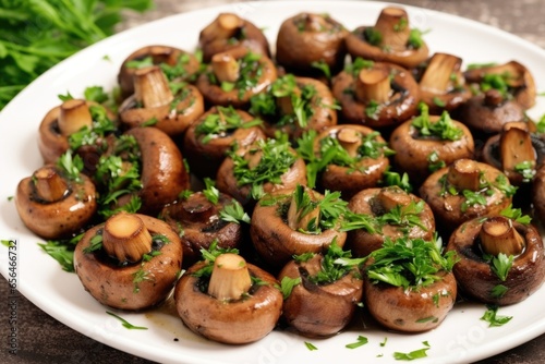 grilled mushrooms garnished with chopped parsley