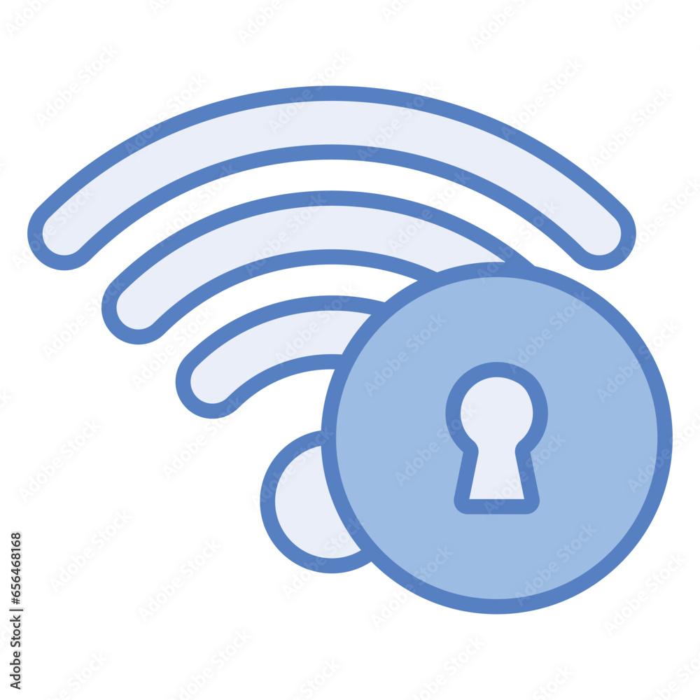 Modern icon vector of wifi security, wifi signals with keyhole Modern icon vector of wifi security, wifi signals with keyhole