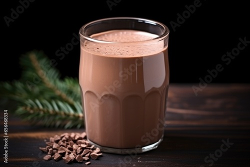 chocolate milk in a frosty metal mug