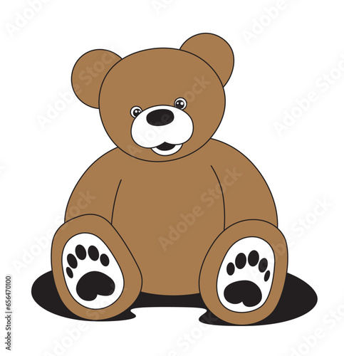 Teddy bear, simple and unflattened illustration