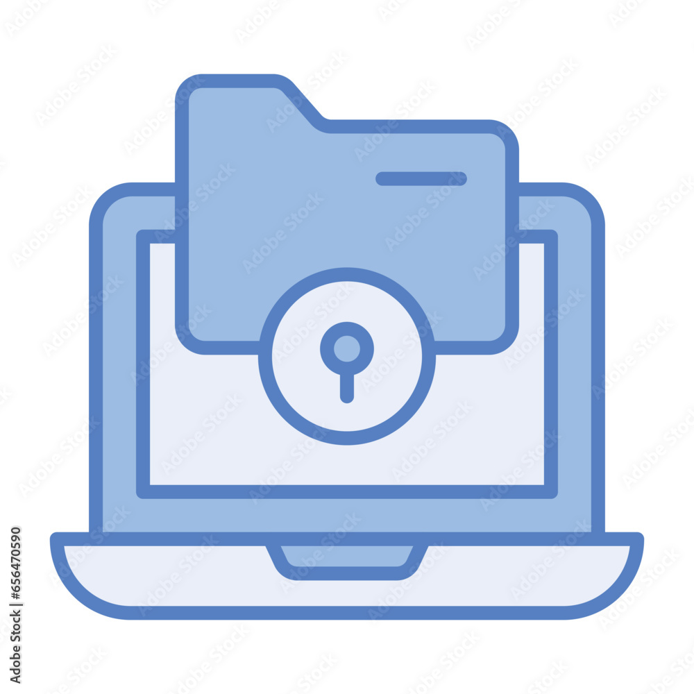 A locked folder in laptop, concept of data protection, security icon A locked folder in laptop, concept of data protection, security icon