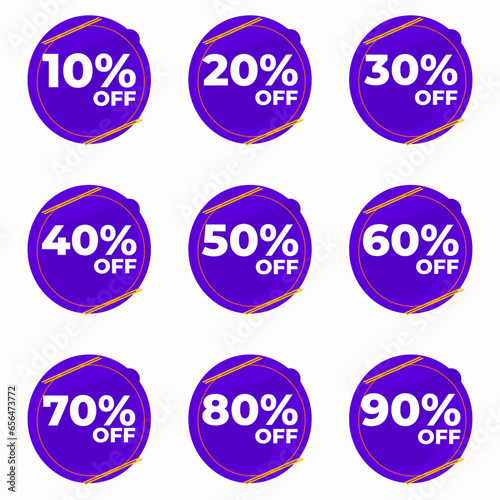 SET SALE BADGE TEMPLATE DESIGN. OFFER WITH DIFFERENT DISCOUNT PROMOTION.MODERN DESIGN VECTOR FOR YOUR BUSINESS