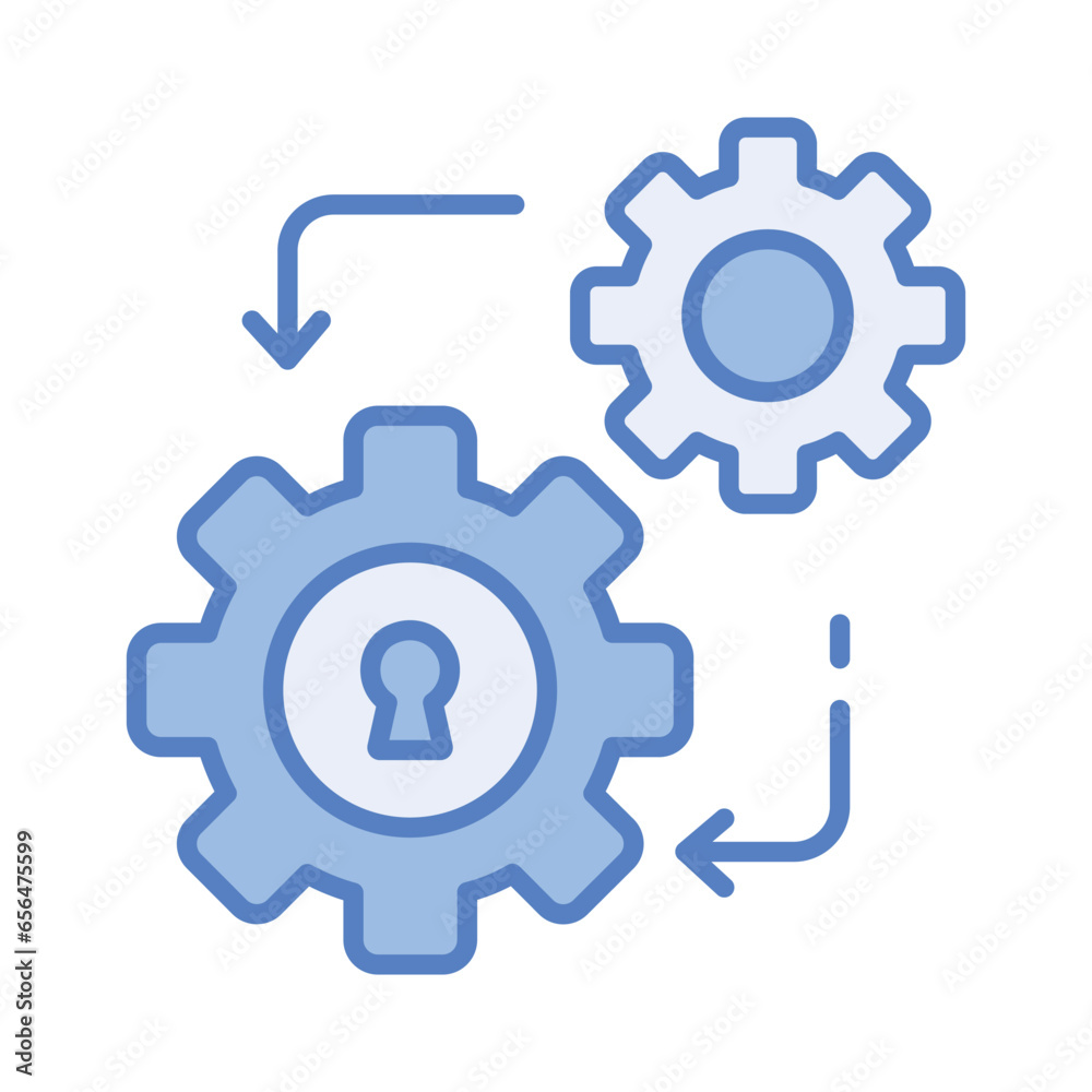 Secure management icon, with gear and lock, setting icon