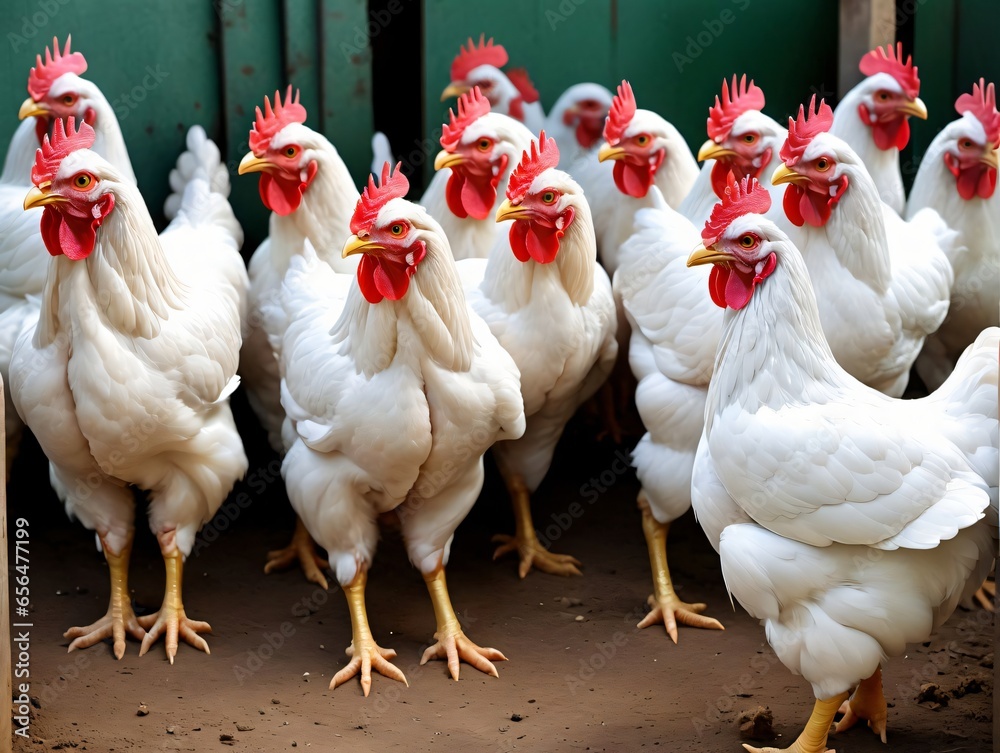 Fototapeta premium A Group Of White Chickens