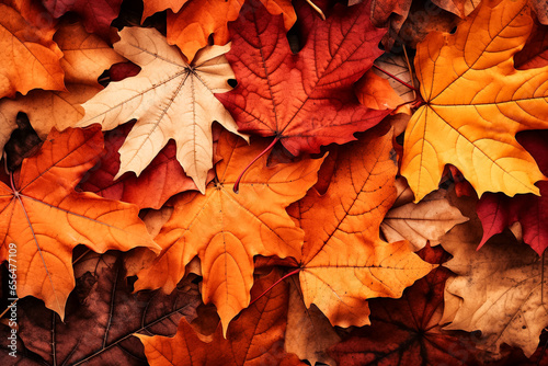 Autumn leaves, with rich warm colors, focused on the orange themes and the traditional October marketing season