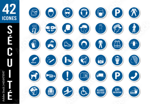 pictogrammes icones symboles éléments sécurité au travail photo