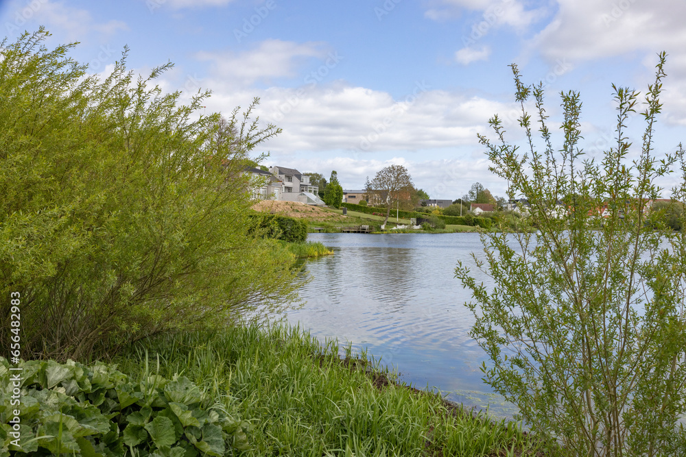 Fototapeta premium Kolding castle lake, Kolding is a harbor and market town in South Jutland in Denmark with 57,583 inhabitants (2013)
