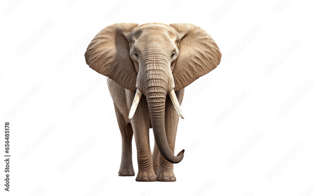Fototapeta premium Portrait Elephant in Forest on White Transparent Background.