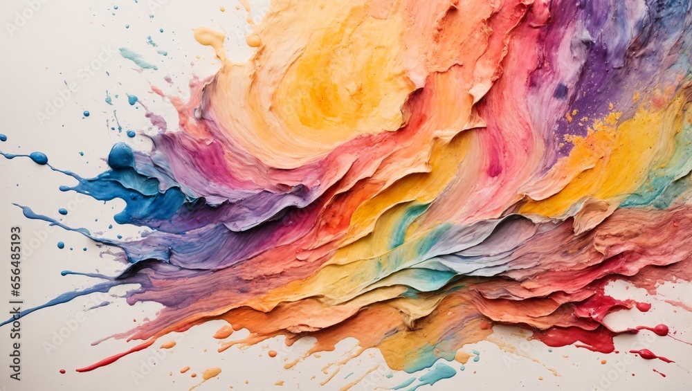 bstract colorful rainbow color painting illustration - watercolor splashes