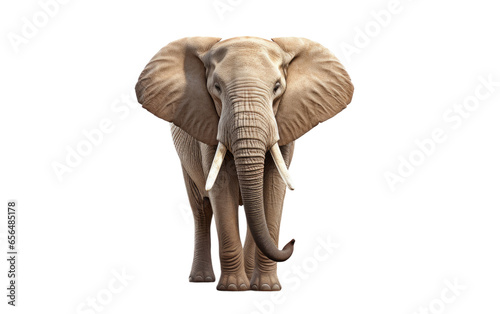 Portrait Elephant in Forest on White Transparent Background.