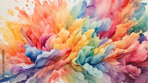 bstract colorful rainbow color painting illustration - watercolor splashes