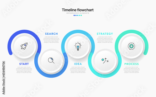 Timeline infographic design with 6 options or steps. Infographics for business concept. Can be used for presentations workflow layout, banner, process, diagram, flow chart, info graph, annual report. © Carkhe
