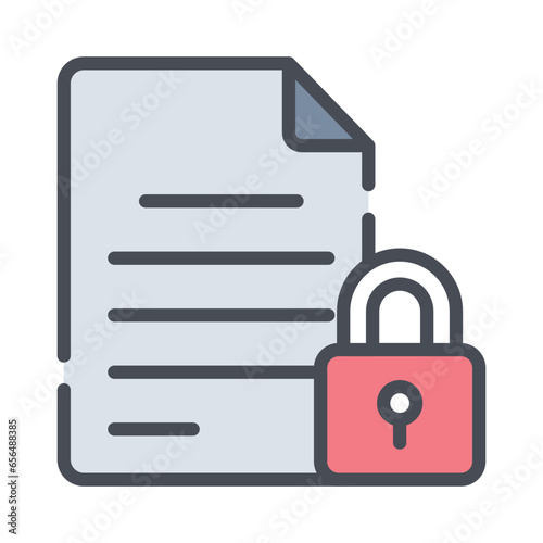 Secure confidential agreement document with locked access vector, padlock protection