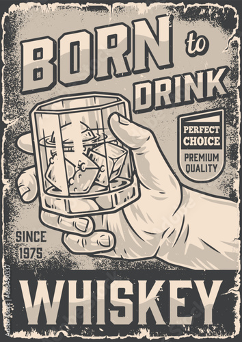 Whiskey alcohol vintage sticker monochrome
