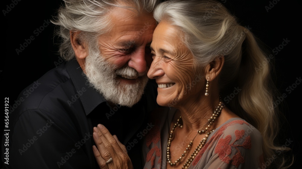 smiling happy senior couple expressing love on a solid background smiling happy senior couple expressing love on a solid background