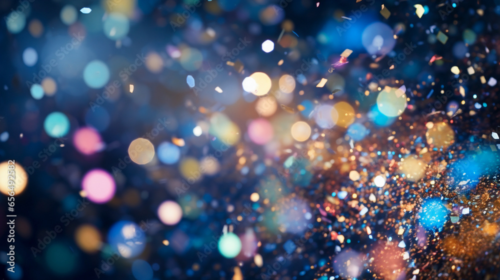 celebration confetti and glitter exploding in vibrant colors, shiny and sparkles, blue gold and purple tones celebration confetti and glitter exploding in vibrant colors, shiny and sparkles, blue gold and purple tones
