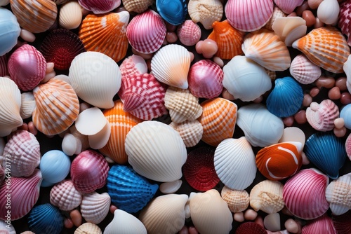 background of small glossy seashells (Generative AI)