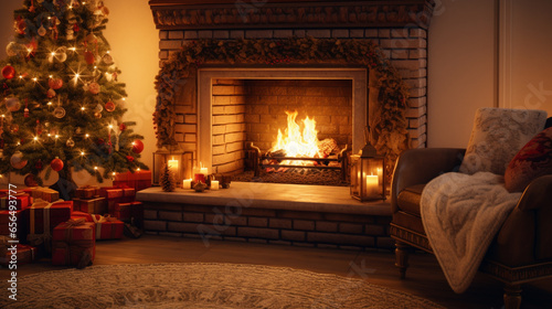 Noël au Coin du Feu en Fin de Journée

