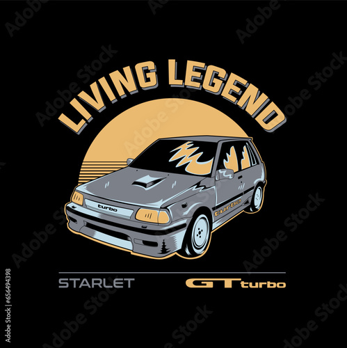 Free vector toyota starlet car illustration with retro style design