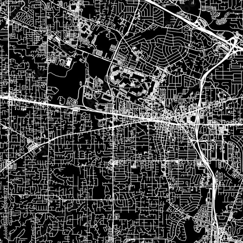 1:1 square aspect ratio vector road map of the city of  Beaverton Oregon in the United States of America with white roads on a black background.
