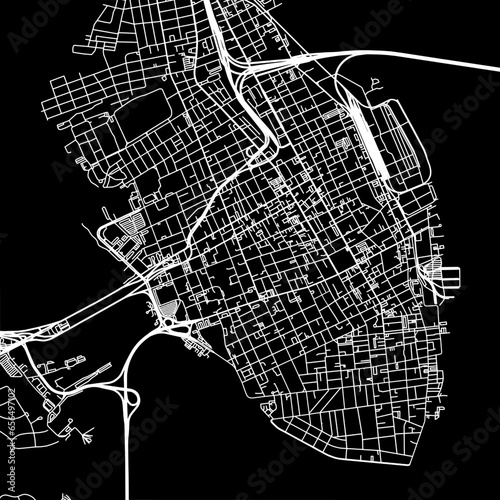 1:1 square aspect ratio vector road map of the city of  Charleston South Carolina in the United States of America with white roads on a black background.