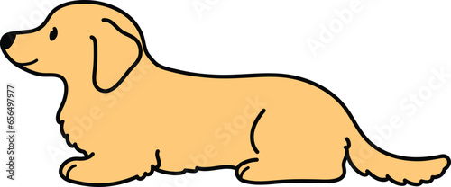 Simple and cute illustration of Miniature Dachshund lying down