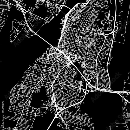 1:1 square aspect ratio vector road map of the city of  Fall River Massachusetts in the United States of America with white roads on a black background.
