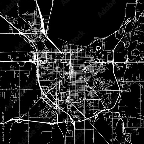 1:1 square aspect ratio vector road map of the city of  Fond du Lac Wisconsin in the United States of America with white roads on a black background.