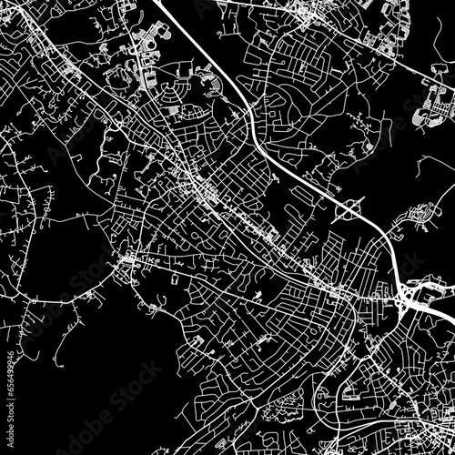 1:1 square aspect ratio vector road map of the city of  Madison New Jersey in the United States of America with white roads on a black background.