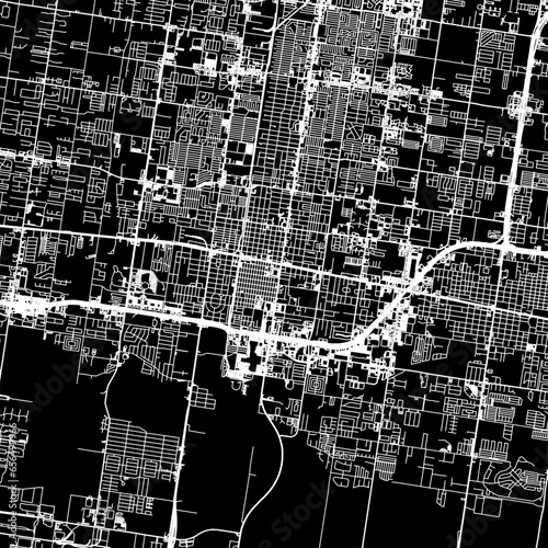 1:1 square aspect ratio vector road map of the city of  McAllen Texas in the United States of America with white roads on a black background. photo