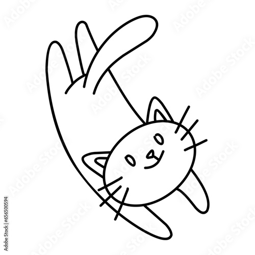 lazy cat stretching body. cute cat coloring illustration.