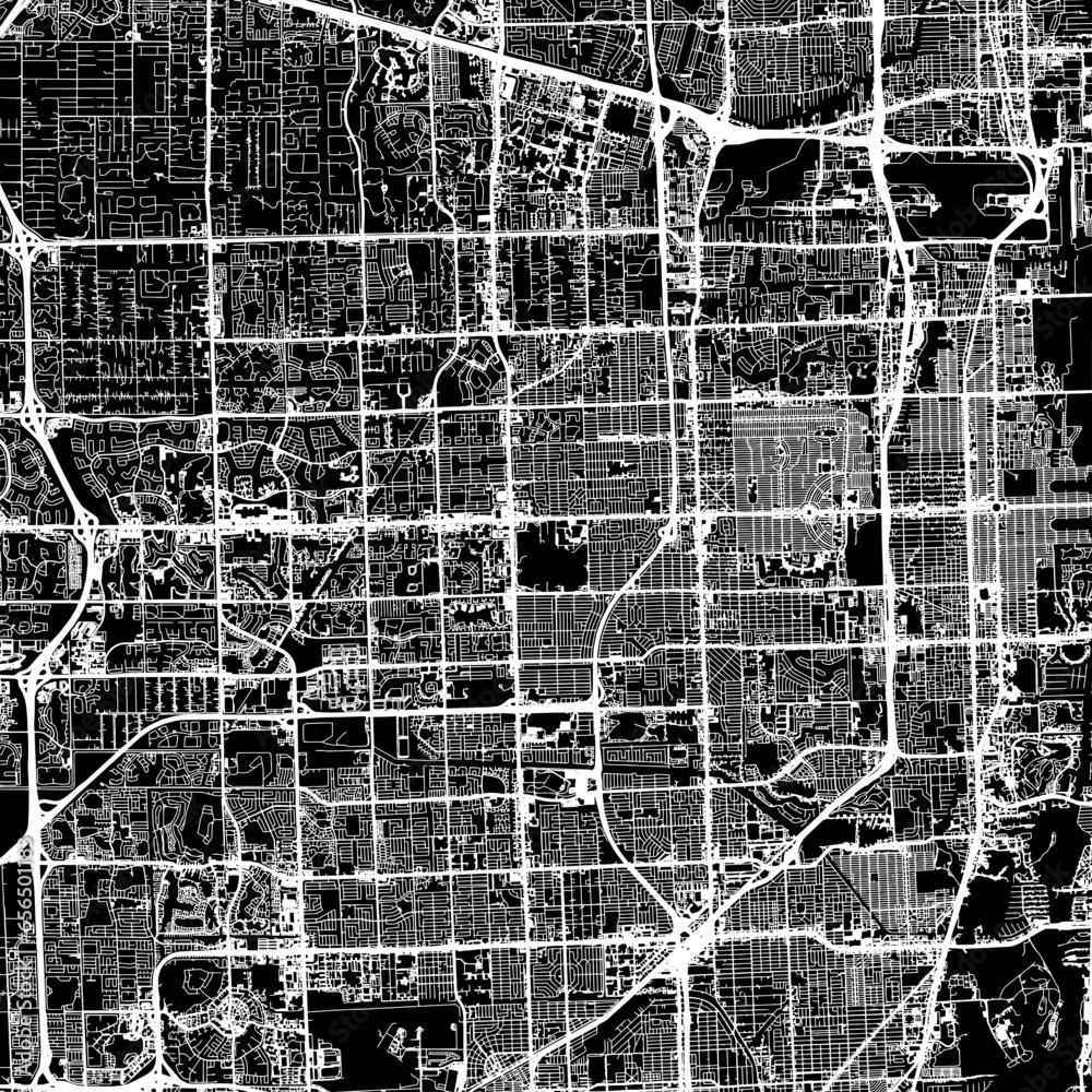1:1 square aspect ratio vector road map of the city of Pembroke Pines ...