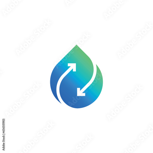 Water drop and technology. Vector symbol.