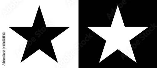 Art design star as logo or icon. A black figure on a white background and an equally white figure on the black side.
