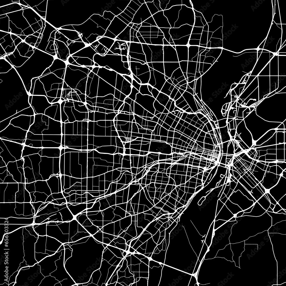 1:1 square aspect ratio vector road map of the city of St. Louis Missouri in the United States of America with white roads on a black background. 1:1 square aspect ratio vector road map of the city of St. Louis Missouri in the United States of America with white roads on a black background.