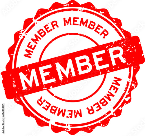Grunge red member word round rubber seal stamp on white background