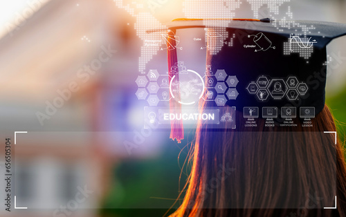 Education technology concept. EdTech. AI (Artificial Intelligence) Concept of online stream, business education, conference call. Medical health care hologram