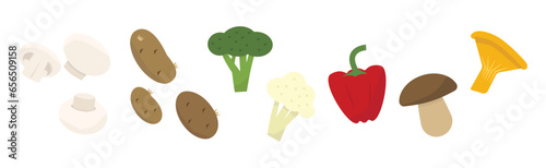 Harvest with Fresh and Ripe Organic Food and Product Vector Set