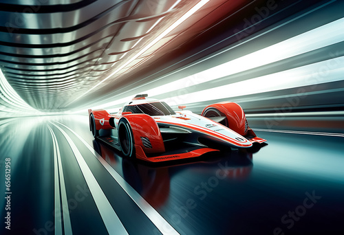 Racing car in future and classic moody in road speed © Limitless Visions