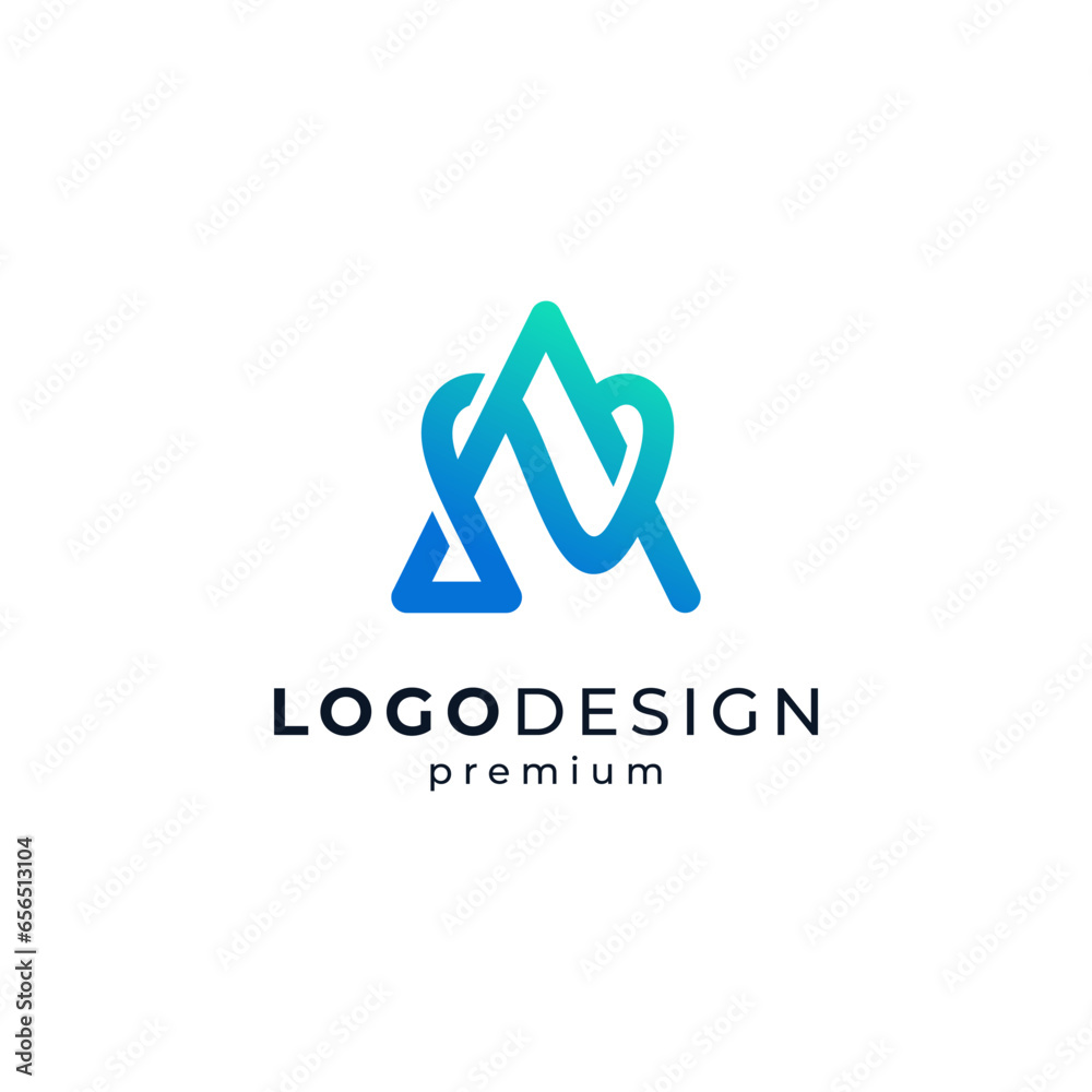 shiny letter A and letter N for technology or business logo design shiny letter A and letter N for technology or business logo design