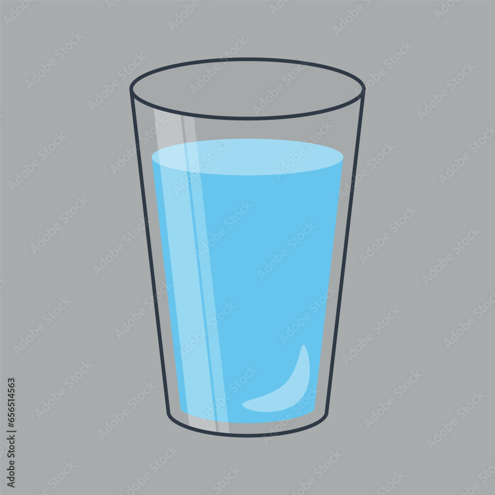 glass of water on a gray background glass of water on a gray background