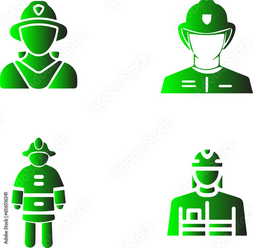 green army icons set