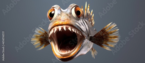 A fish with a wide open mouth and big surprised eyes